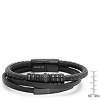 Steeltime Men's black layered braided leather and black ip stainless steel Id bracelet - 3 of 4