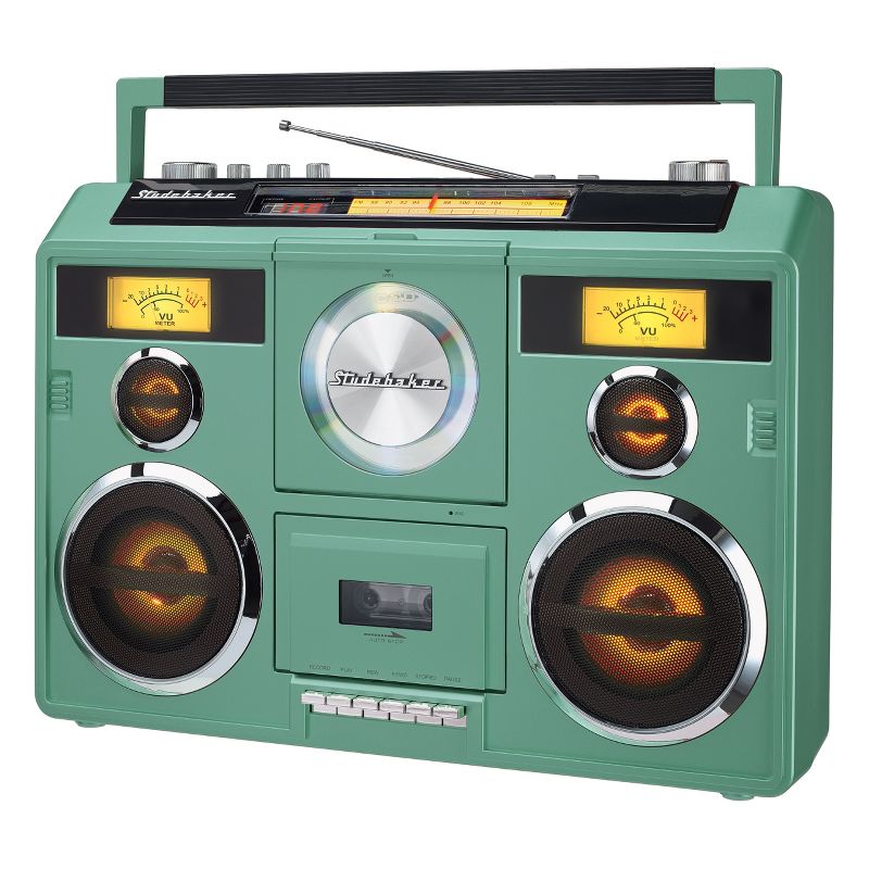 Studebaker SB2140 Sound Station Portable Stereo Boombox with Bluetooth, CD, AM/FM Radio and Cassette Player/Recorder, 1 of 7