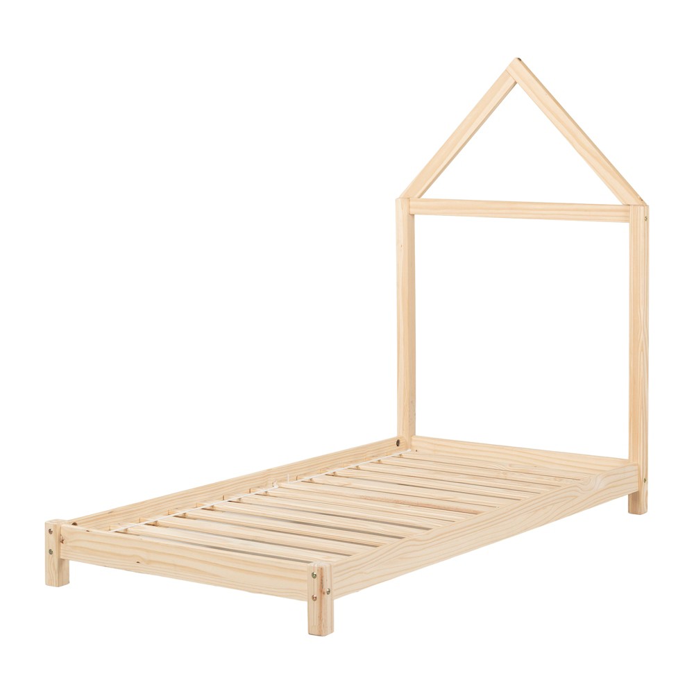 Photos - Bed Frame Sweedi Kids' Bed with House Frame Headboard Beige - South Shore
