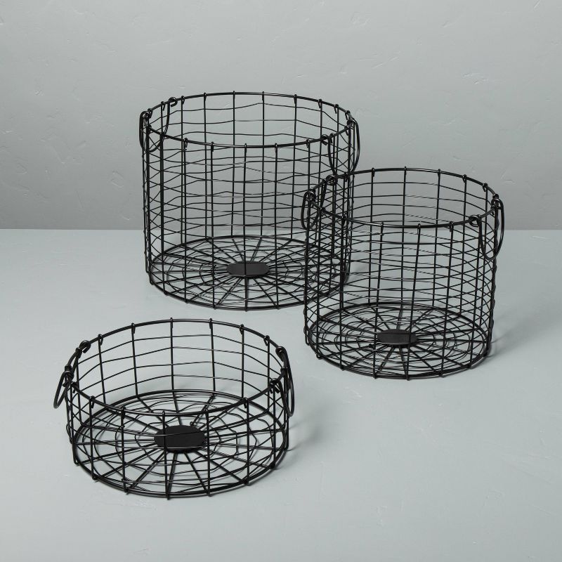 Round Wire Storage Basket with Handles Black - Hearth & Hand™ with Magnolia, 3 of 11