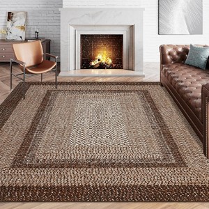 Grey/Blue Washable Runner Rug, Non-Slip Modern Hallway Carpet, Stain Resistant Low Pile Mat for Living Room, Bedroom, Kitchen - 1 of 4