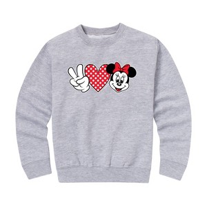 Boys' - Disney - Peace Love Minnie Graphic Long Sleeve Fleece Sweatshirt - 1 of 4