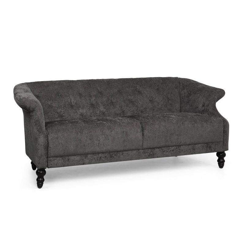 Morganton Contemporary Tufted 3 Seater Sofa Dark Charcoal/Dark Brown - Christopher Knight Home, 1 of 10