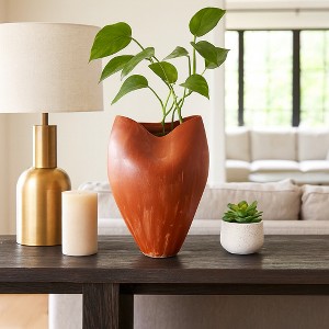 Decorative Sculptural Flower Vase for Living Room Decor - Stylish Home Decor Accents for Bedroom, Office Styling, and Table Decor - 18", Red - 1 of 4