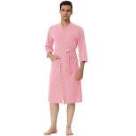 Lars Amadeus Men's Waffle Bathrobe Solid Color Sleepwear 3/4 Sleeves Spa Robe