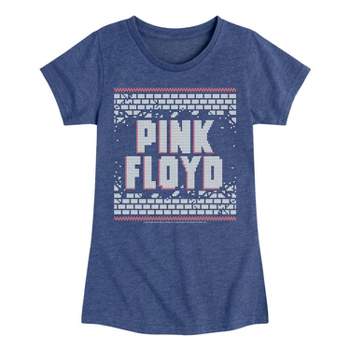 Girls' Pink Floyd The Wall Sweater Pattern Short Sleeve Graphic T-Shirt - Heather Navy Blue