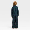 Kids' Plaid Long Sleeve Shirt and Pants Holiday Matching Family Pajama Set - Wondershop™ Navy Blue - 2 of 4