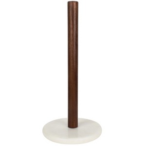 happimess Avery Modern Classic Metal with Non Slip Weighted Marble Base Paper Towel Holder - 1 of 4