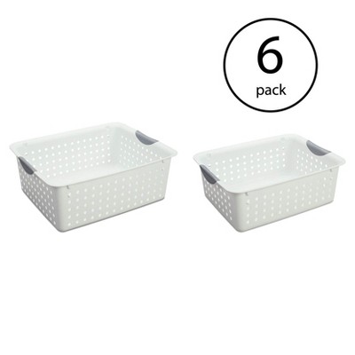 Sterilite Large Ultra Storage Bin Organizer (6 Pack) + Medium Basket (6 Pack)