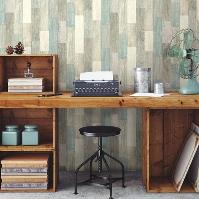 Blue and Tan Weathered Wood Peel and Stick Wall Decal