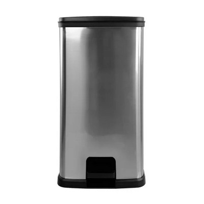 LunaLulinlk 13.2 Gallon Trash Can, Plastic Rectangular Step Kitchen Trash Can, Silver