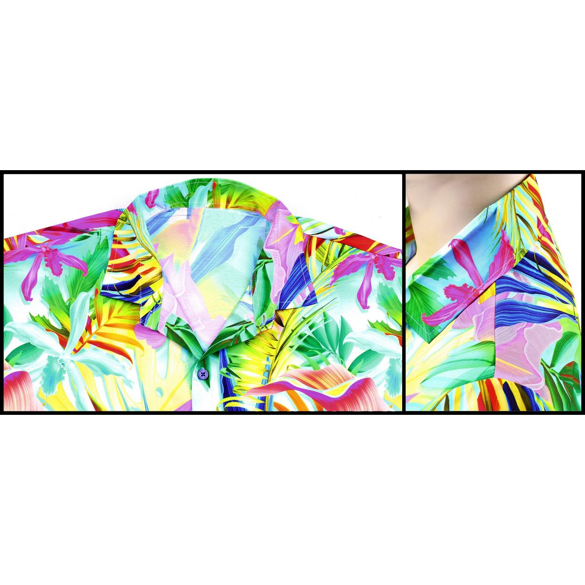 HAPPY BAY Women's Button Down Blouses Casual Summer Beach Party Blouse Shirt Short Sleeve Vacation Button Up Dress Tee Hawaiian Shirts XL Multi,Leaf - thumbnail 4