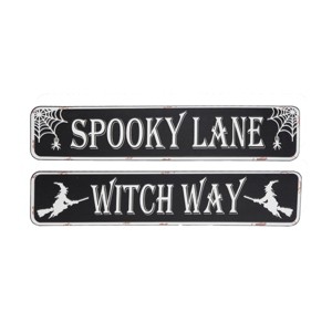 Gallerie II Halloween Tin 4" x 20" Cute Funny Street Wall Signs, Assortment of 2 - 1 of 3