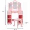 Kids Vanity Set, 2-In-1 Wooden Toddler Vanity Table With Stool, Tri-Folding Mirror & Drawer,  Desk Dressing Table for Little Girls - 4 of 4