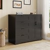 Multifunctional Wood Dresser for Bedroom, 43.3'' H 2 Door Wardrobe Armoire Closet with 4 Drawers and Hanging Rod, Storage Cabinet for Hanging Clothes - 4 of 4