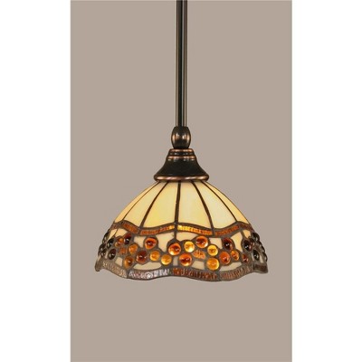 Toltec Lighting Any 1 - Light Pendant in  Black Copper with 7'' Roman Jewel Art Glass Shade