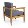 Magnolia 5pc Patio Acacia Wood Chat Set - Teak/Dark Gray - Christopher Knight Home: Water-Resistant, Removable Cushions - 4 of 4