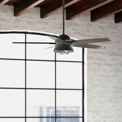 52" Matte Black Hampshire Ceiling Fan with LED Light and Remote