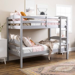 Solid Wood Twin over Twin Bunk Bed - Gray - Saracina Home