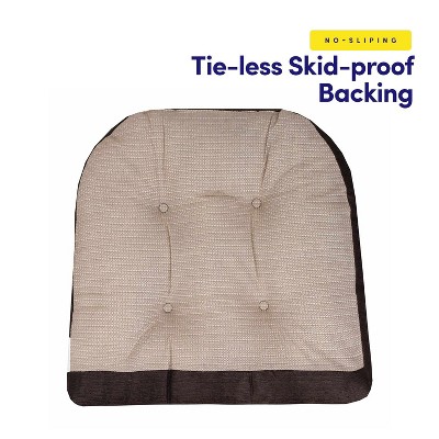 Rocking Chair Cushion 2 Piece Tufted Non Slip Set of Upper and Lower Cushions, Brown