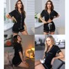Clotth Women's Button Down Pajama Set with Short Sleeves and Shorts - Soft, Breathable Sleepwear, Comfortable Loungewear for Daily Use, Black - 2 of 4