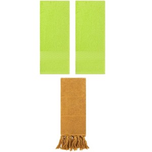 REGALWOVEN 3 Packs Solid Textured and Tassels Soft Absorbent Decorative Hand Towel - 1 of 4