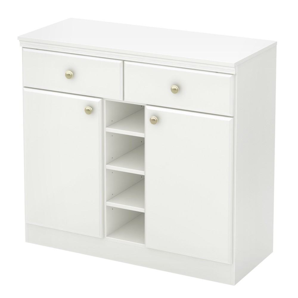 South Shore 7260770 2-Door Storage Sideboard with Drawers, Pure White