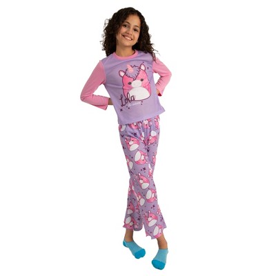 Youth Girls Squishmallows Lola the Unicorn 2-Piece Sleepwear Set with Long  Sleeve Shirt and Sleep Pants- Medium