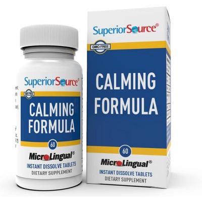 Superior Source Calming Formula, L-Theanine, Melatonin & 5-HTP, Quick Dissolve MicroLingual Tablets, 60 Ct