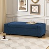 VYNXARIA 50" Textured Fabric Ottoman Bench: Rectangular Design with Hinged Lid for Seating, Footrest & Hidden Storage,Blue - 2 of 4