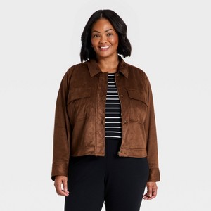 Women's Plus Faux Suede Jacket - Ava & Viv™ Brown XXL : Target