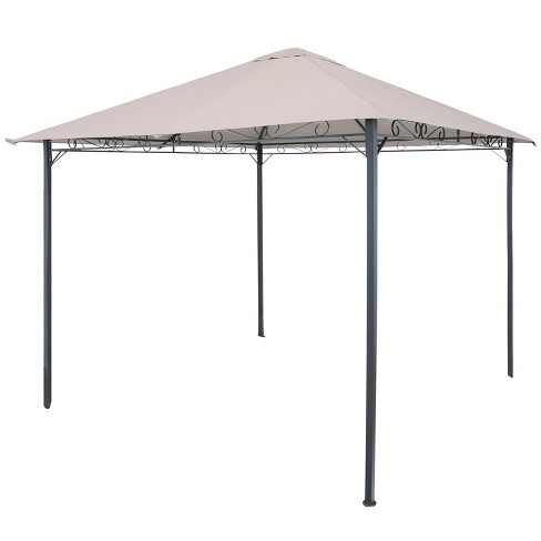 Sunnydaze Steel Open Gazebo with Weather-Resistant Polyester Fabric Top and Black Metal Frame for Backyard, Garden, Deck or Patio - 10' x 10' - Gray - image 1 of 4