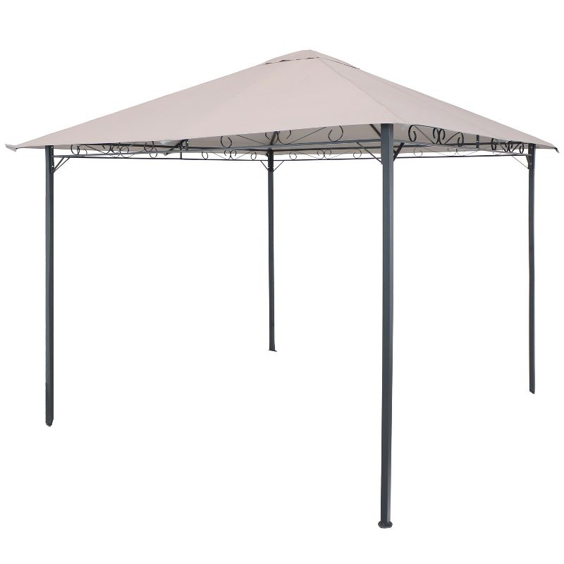 Sunnydaze Steel Open Gazebo with Weather-Resistant Polyester Fabric Top and Black Metal Frame for Backyard, Garden, Deck or Patio - 10' x 10' - Gray, 1 of 10