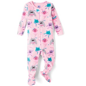 The Children's Place Baby Girls Long Sleeve Monster Ballerina Snug Fit Cotton Footed One Piece Pajamas - 1 of 3