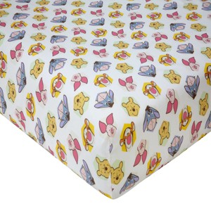 Disney Winnie the Pooh Peeking Pooh 100% Cotton Fitted Crib Sheet - 1 of 3