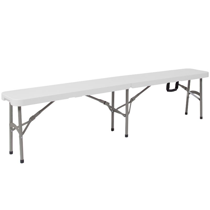 Flash Furniture 11''W x 72"L Bi-Fold Granite White Folding Bench with Carrying Handle, 1 of 7