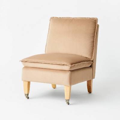 Tan velvet online chair