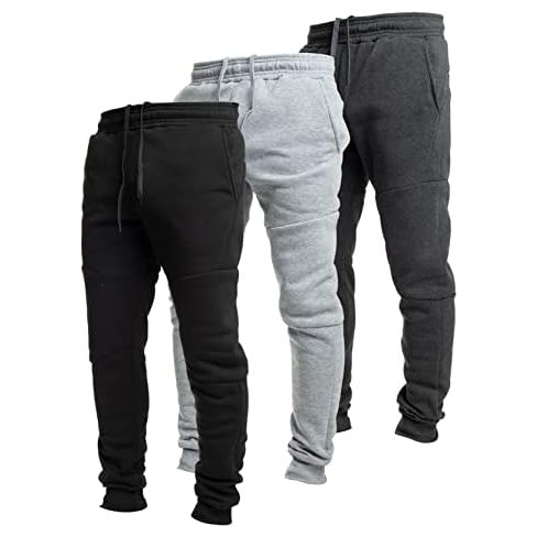 Men's 3-Pack Active Athletic Workout Jogger with Zipper Pocket and