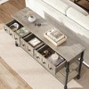 52" Console Table, Entryway Table with 3 Storage Drawers, 3 Tier Industrial Metal Sofa Table - 4 of 4
