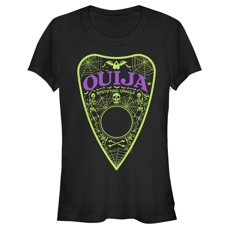 Juniors Womens Ouija Halloween Planchette T-Shirt, 1 of 5