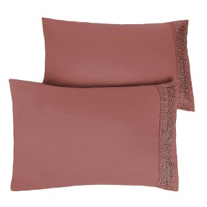 Southshore Fine Living, Vilano Lace Collection Pair of 2 Pillowcases Ultra Soft Brushed Microfiber - 1 of 4