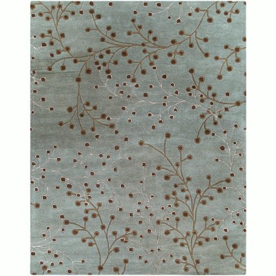 Mark & Day Le Havre 7'6"x9'6" Rectangle Tufted Indoor Area Rugs Sage: Stain-Resistant Wool, Floral Botanical, Traditional Bohemian