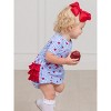RuffleButts Baby Girls Knit Short Sleeve Bow Bubble Romper - 4 of 4