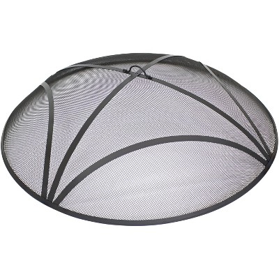 Sunnydaze Outdoor Heavy-Duty Reinforced Steel Round Fire Pit Spark Screen with Ring Handle - 36" - Black