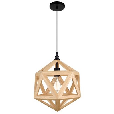 CWI Lighting Lante 1 Light Pendant With Black & Wood Finish