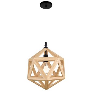 CWI Lighting Lante 1 Light Pendant With Black & Wood Finish - 1 of 4