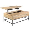 The Urban Port 45" Handcrafted Mango Wood Coffee Table Lift Top Grain Details Natural Brown/Black - 2 of 4