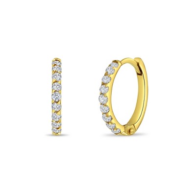 Girls' Jeweled CZ Huggie Hoop 14k Gold Earrings - In Season Jewelry