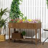 YONWAY 43.25x18x30in Raised Garden Bed with 8 Pockets and Shelf, Wooden Elevated Planter Box for Grow Herbs, Vegetables, and Flowers, Dark Brown - 2 of 4