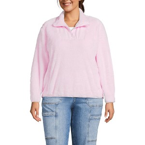 Lands' End Women's Half Zip Cozy High Pile Fleece Pullover - 1 of 4